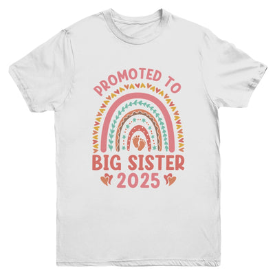 Promoted To Big Sister 2025 Pregnancy Announcement Rainbow Youth Shirt | siriusteestore