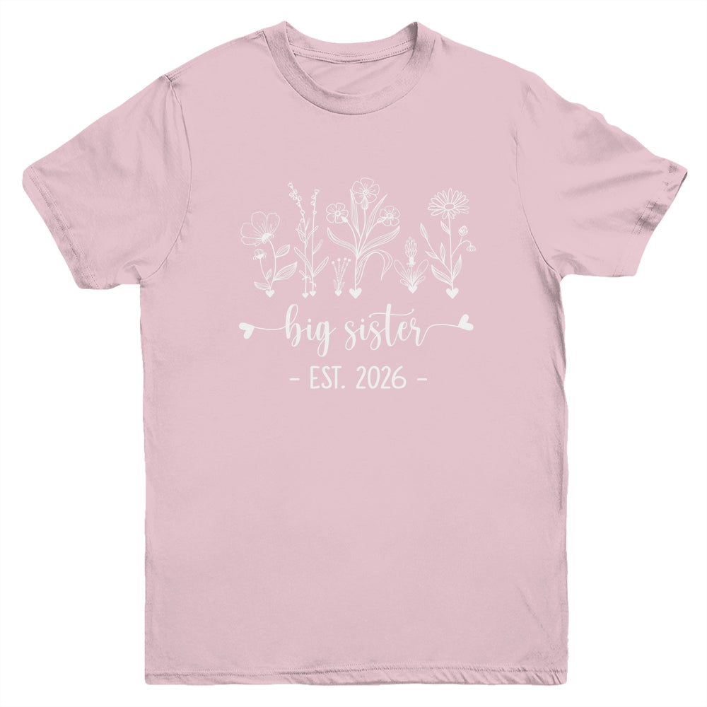 Promoted To Big Sister 2026 Pregnancy Announcement Floral Youth Shirt | siriusteestore