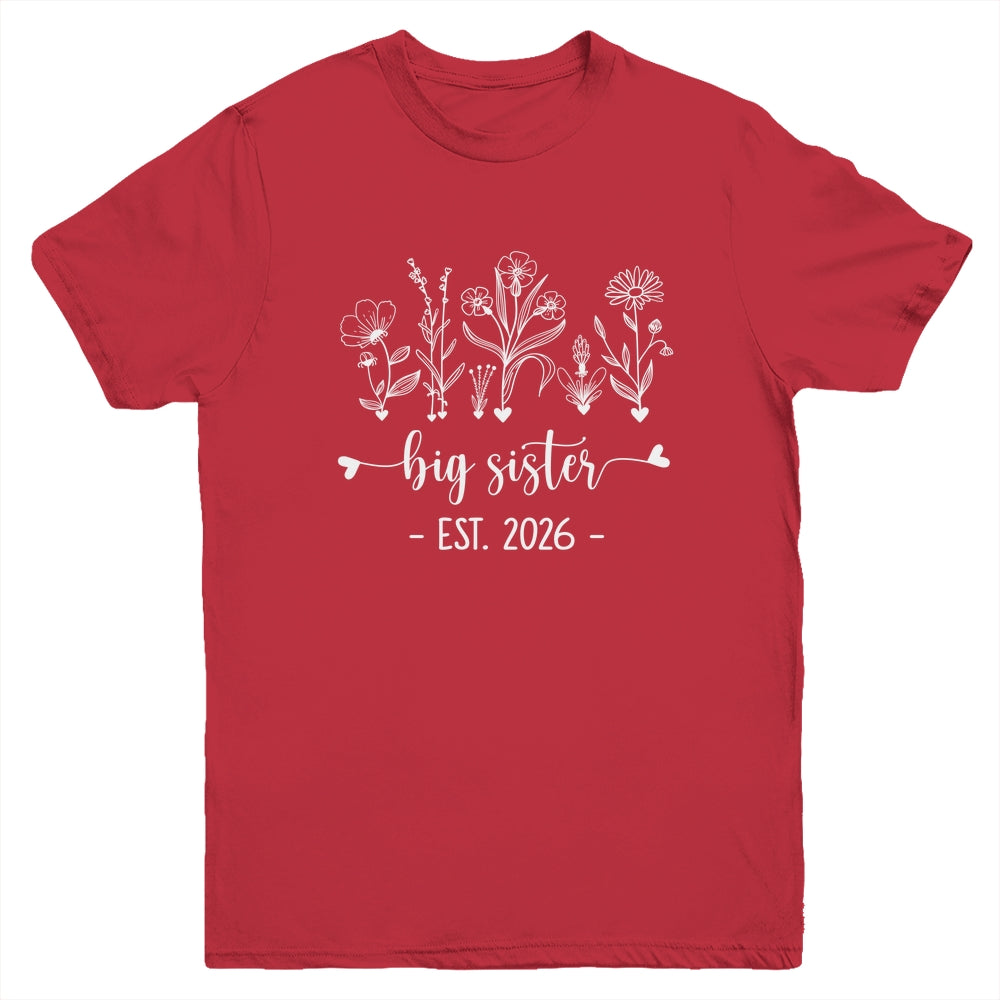 Promoted To Big Sister 2026 Pregnancy Announcement Floral Youth Shirt | siriusteestore