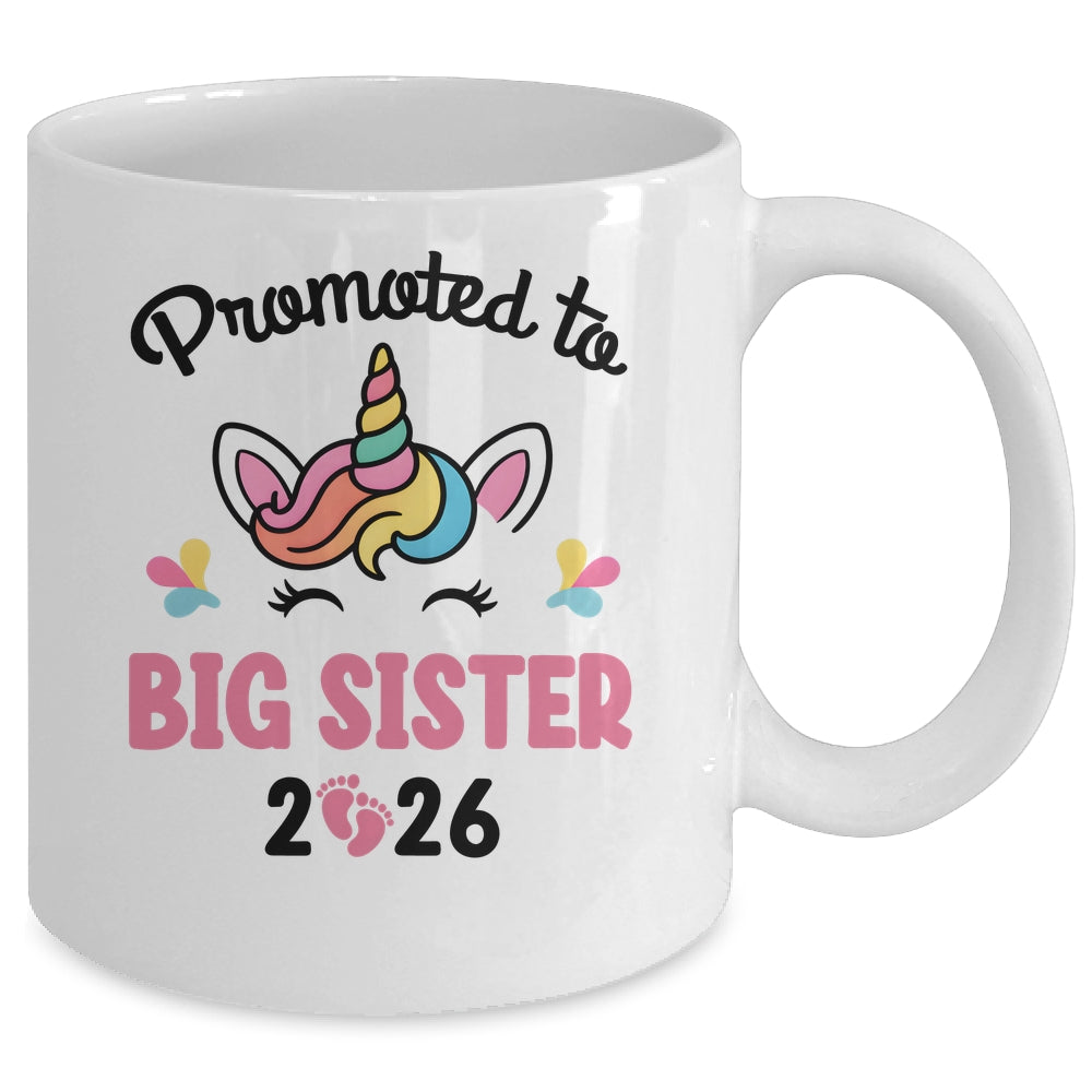 Promoted To Big Sister 2026 Unicorn Baby Announcement Mug | siriusteestore