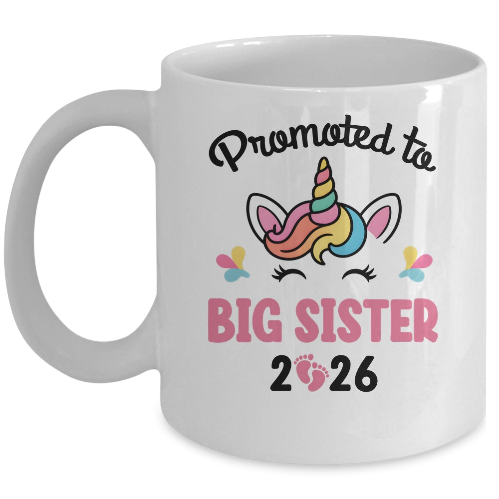Promoted To Big Sister 2026 Unicorn Baby Announcement Mug | siriusteestore