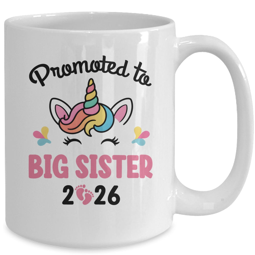 Promoted To Big Sister 2026 Unicorn Baby Announcement Mug | siriusteestore