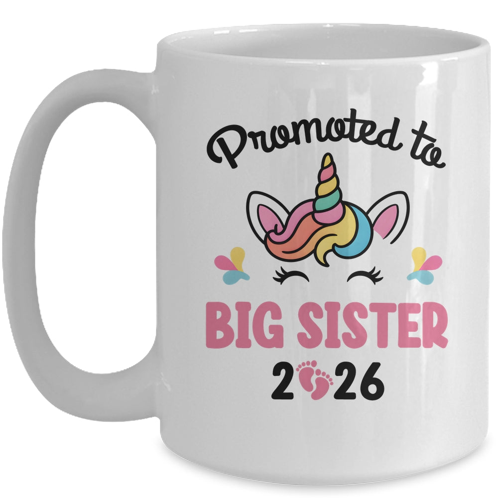 Promoted To Big Sister 2026 Unicorn Baby Announcement Mug | siriusteestore
