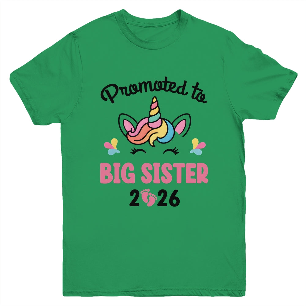 Promoted To Big Sister 2026 Unicorn Baby Announcement Youth Shirt | siriusteestore