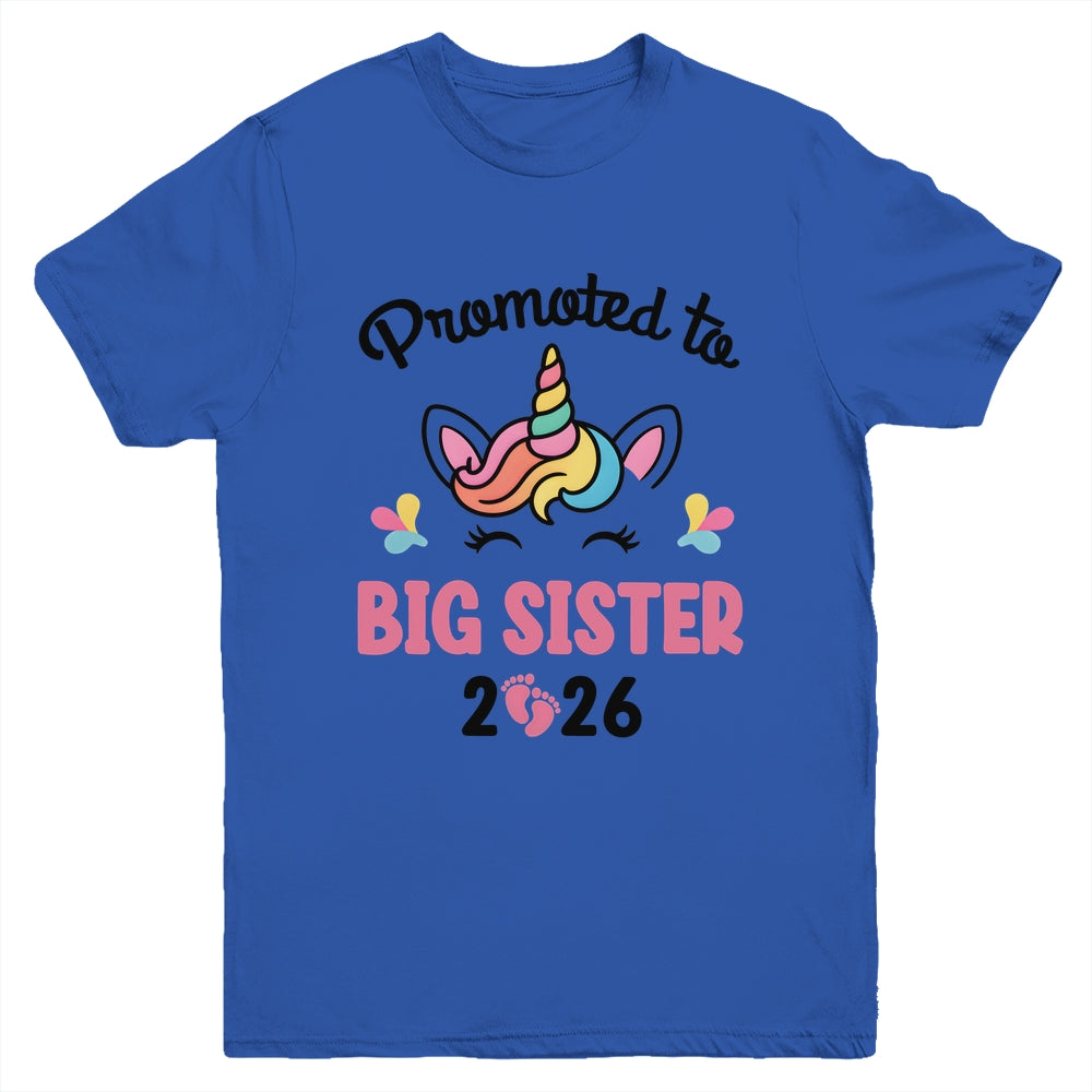 Promoted To Big Sister 2026 Unicorn Baby Announcement Youth Shirt | siriusteestore