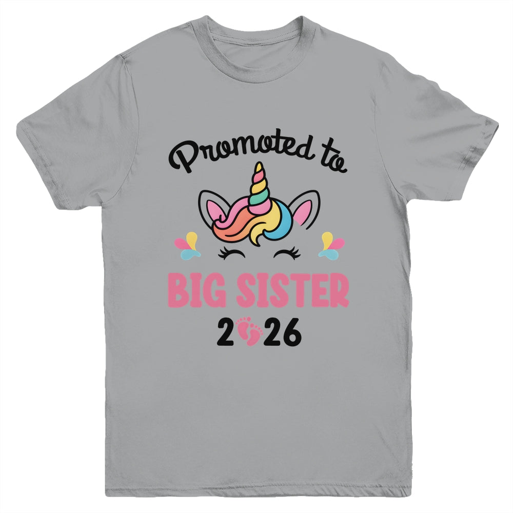 Promoted To Big Sister 2026 Unicorn Baby Announcement Youth Shirt | siriusteestore