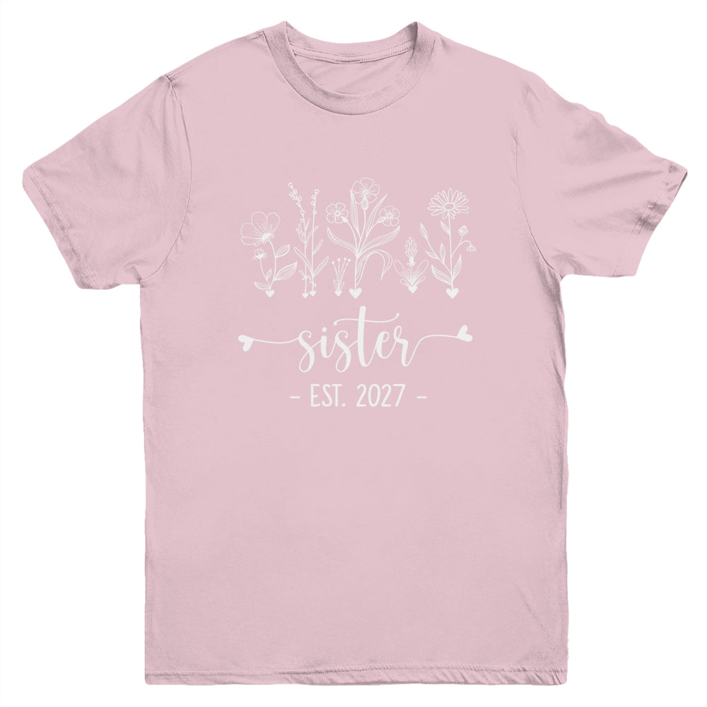 Promoted To Big Sister 2027 Pregnancy Announcement Floral Youth Shirt | siriusteestore