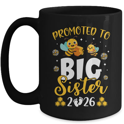 Promoted To Big Sister Est 2026 Cute Bees Girls Kids Mug | siriusteestore
