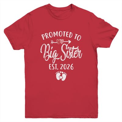Promoted To Big Sister Est 2026 Funny First Time New Sister Youth Shirt | siriusteestore