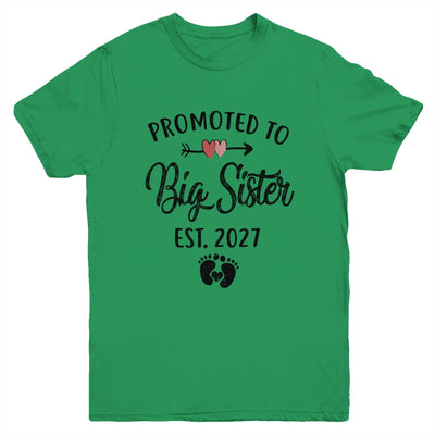 Promoted To Big Sister Est 2027 First Time New Sister Youth Shirt | siriusteestore