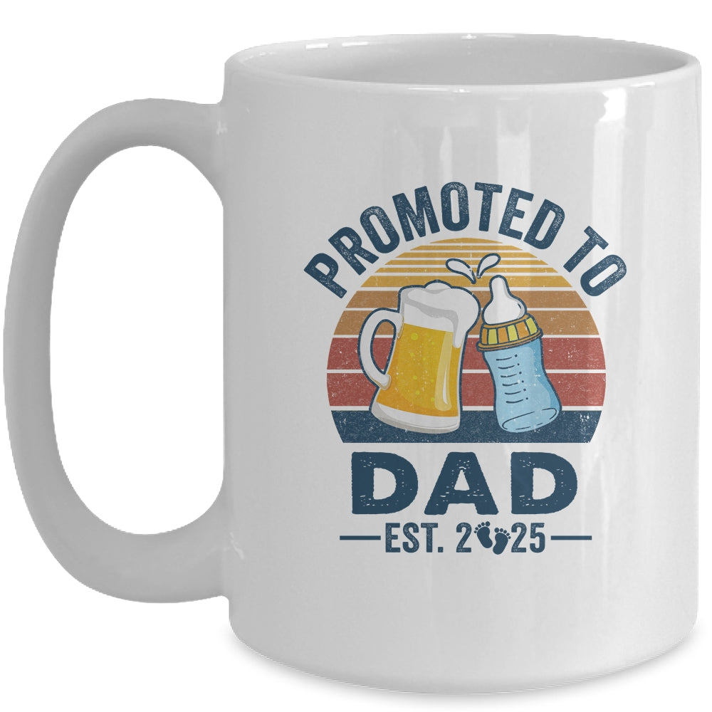 Promoted To Dad Est 2025 First Time Fathers Day Vintage Mug | siriusteestore