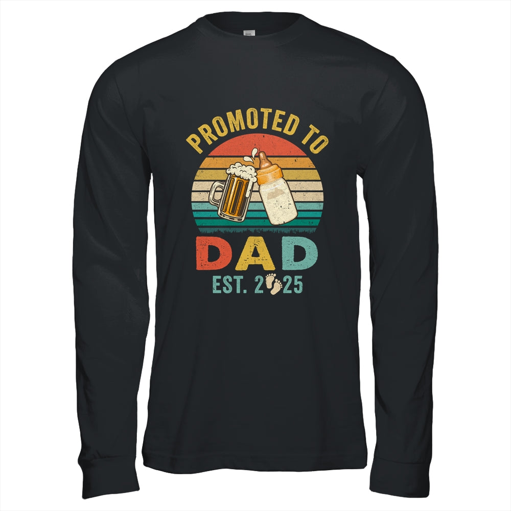 Promoted To Dad Est 2025 Vintage New Daddy Fathers Day Shirt & Hoodie | siriusteestore