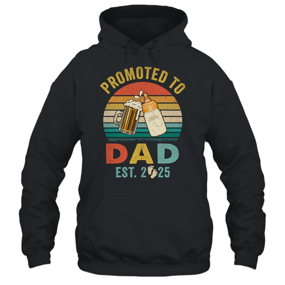Promoted To Dad Est 2025 Vintage New Daddy Fathers Day Shirt & Hoodie | siriusteestore