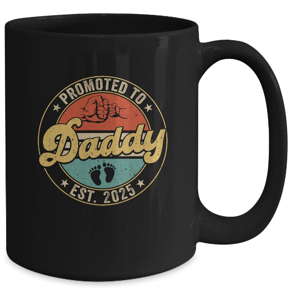 Promoted To Daddy 2025 Pregnancy New First Daddy Retro Mug | siriusteestore