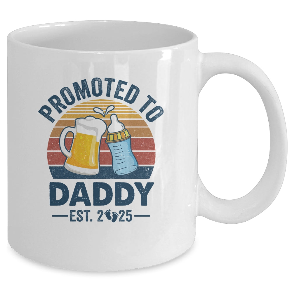 Promoted To Daddy Est 2025 First Time Fathers Day Vintage Mug | siriusteestore