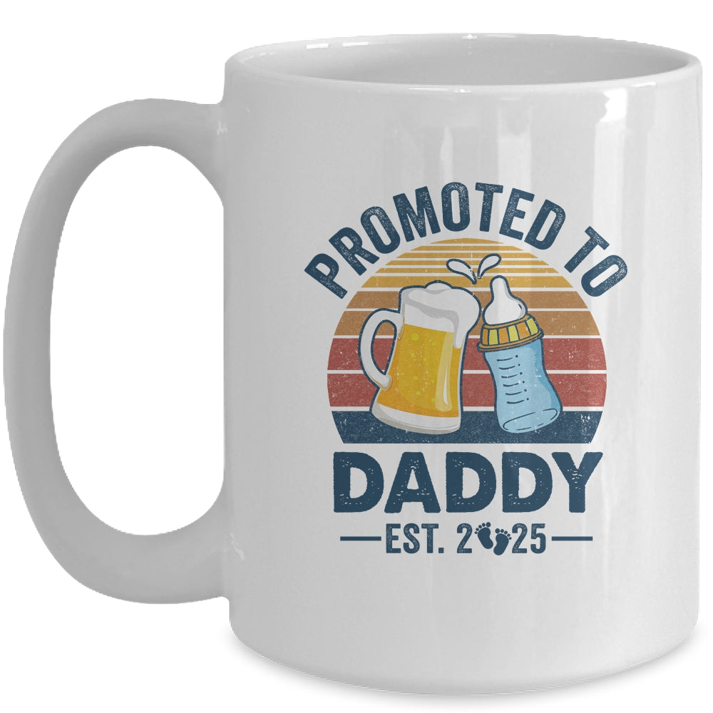 Promoted To Daddy Est 2025 First Time Fathers Day Vintage Mug | siriusteestore