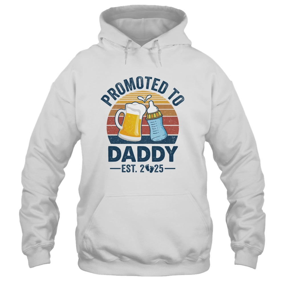 Promoted To Daddy Est 2025 First Time Fathers Day Vintage Shirt & Hoodie | siriusteestore