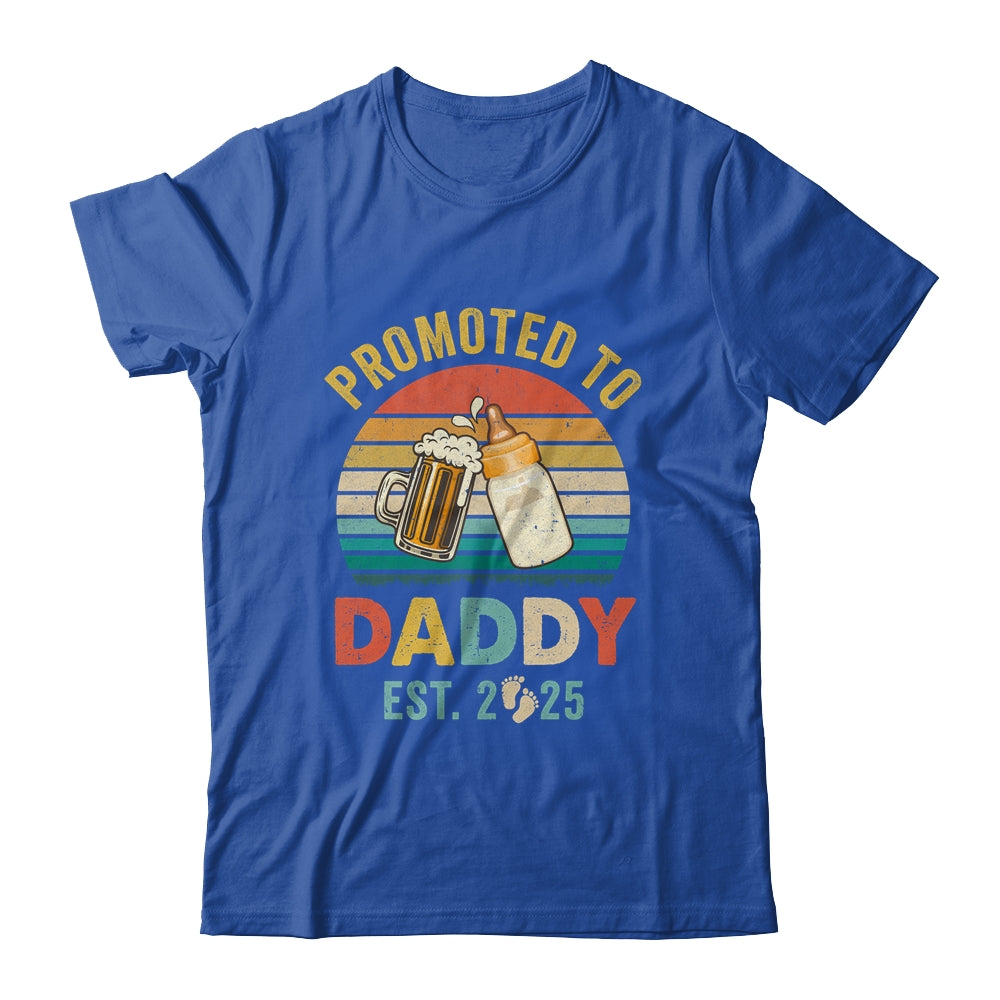 Promoted To Daddy Est 2025 Vintage New Dad Fathers Day Shirt & Hoodie | siriusteestore