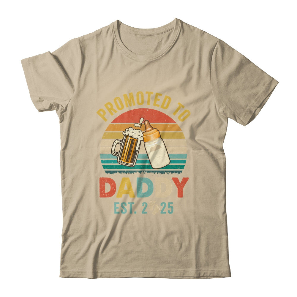 Promoted To Daddy Est 2025 Vintage New Dad Fathers Day Shirt & Hoodie | siriusteestore