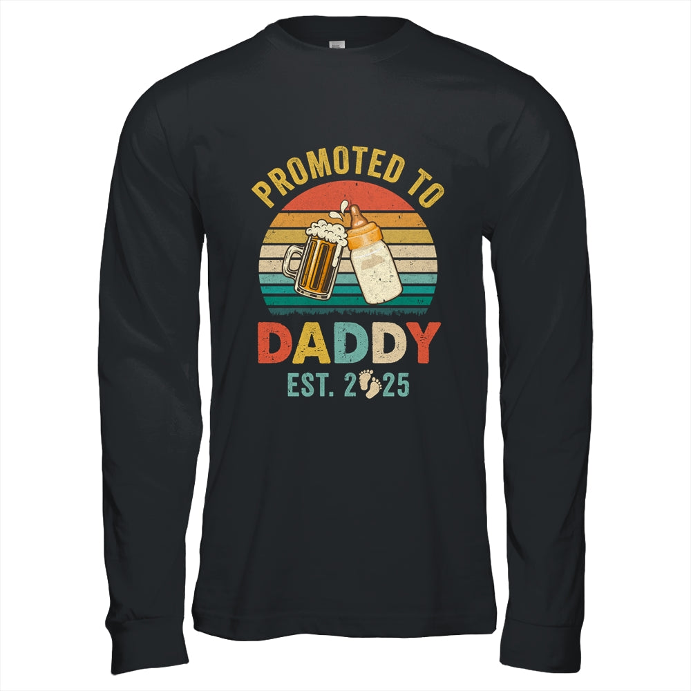 Promoted To Daddy Est 2025 Vintage New Dad Fathers Day Shirt & Hoodie | siriusteestore