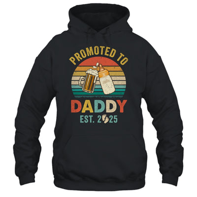 Promoted To Daddy Est 2025 Vintage New Dad Fathers Day Shirt & Hoodie | siriusteestore