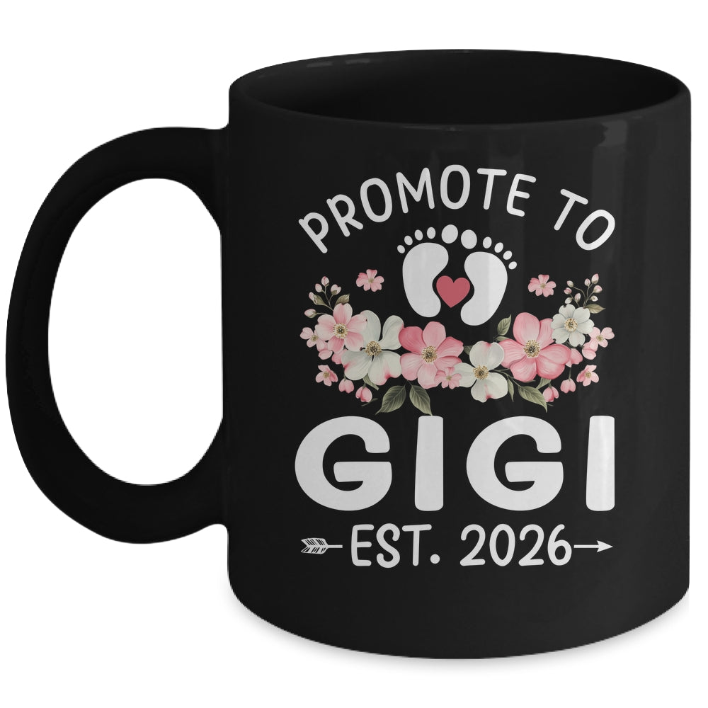 Promoted To Gigi 2026 First Time Floral New Gigi Mug | siriusteestore
