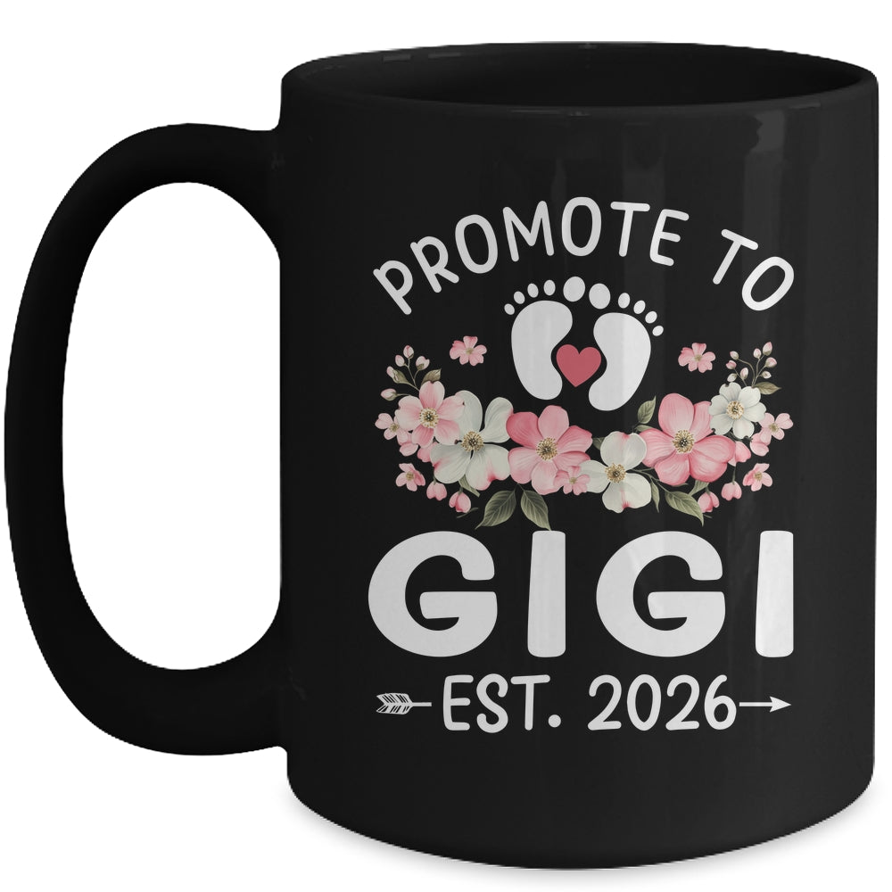 Promoted To Gigi 2026 First Time Floral New Gigi Mug | siriusteestore