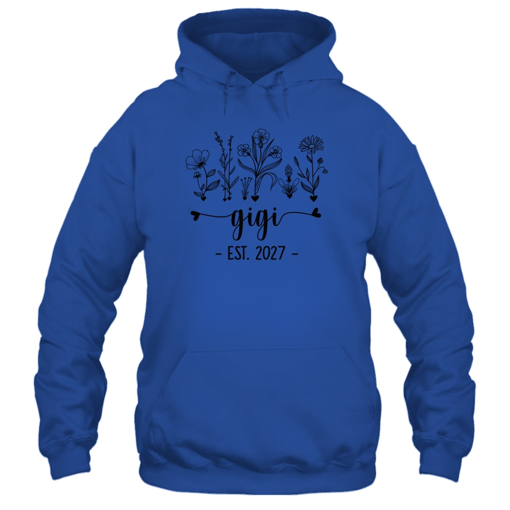 Promoted To Gigi Est 2027 Pregnancy Announcement Flower Shirt & Tank Top | siriusteestore