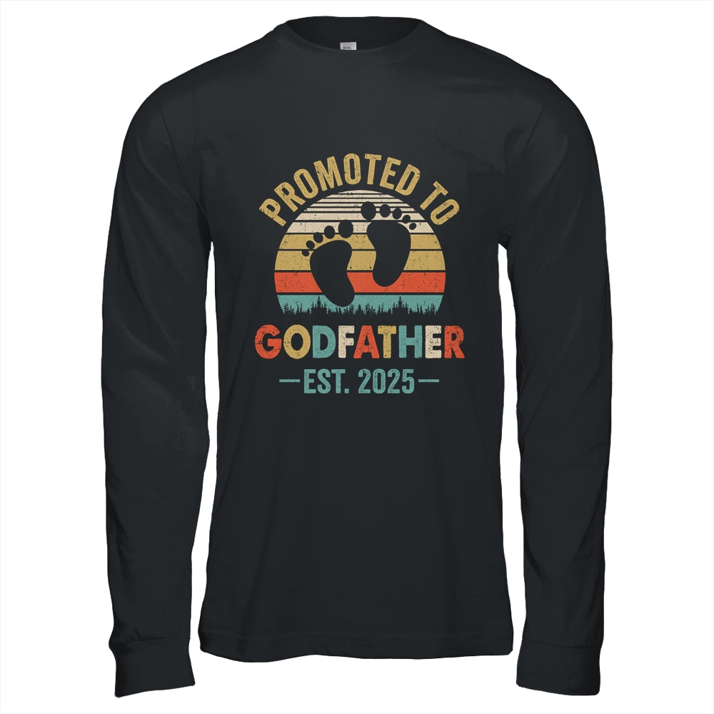 Promoted To Godfather Est 2025 Fathers Day Vintage Shirt & Hoodie | siriusteestore
