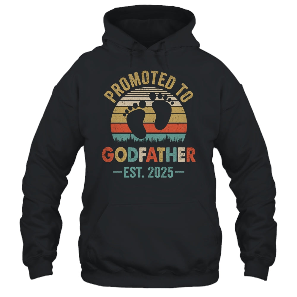 Promoted To Godfather Est 2025 Fathers Day Vintage Shirt & Hoodie | siriusteestore
