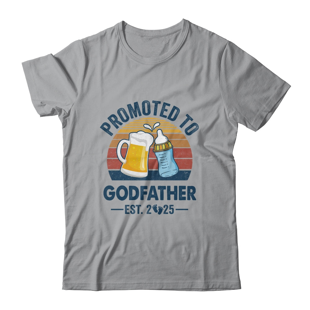 Promoted To Godfather Est 2025 First Time Fathers Day Retro Shirt & Hoodie | siriusteestore