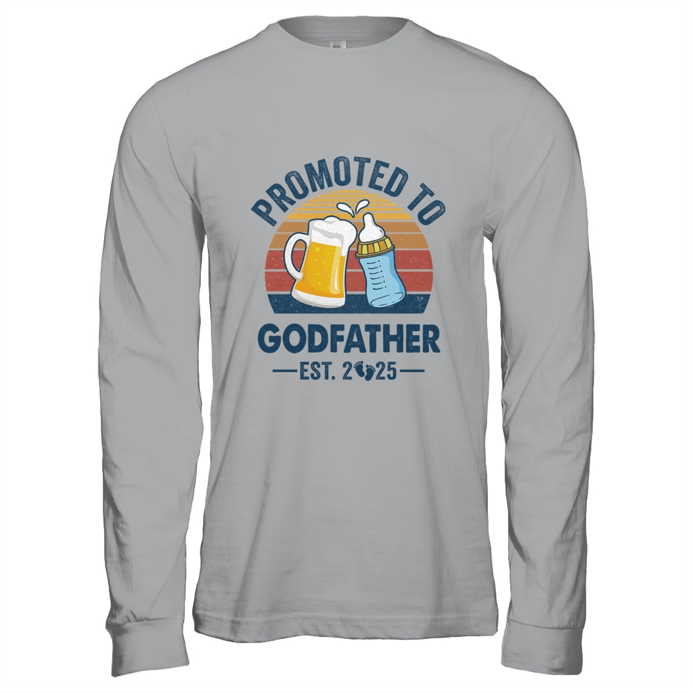 Promoted To Godfather Est 2025 First Time Fathers Day Retro Shirt & Hoodie | siriusteestore