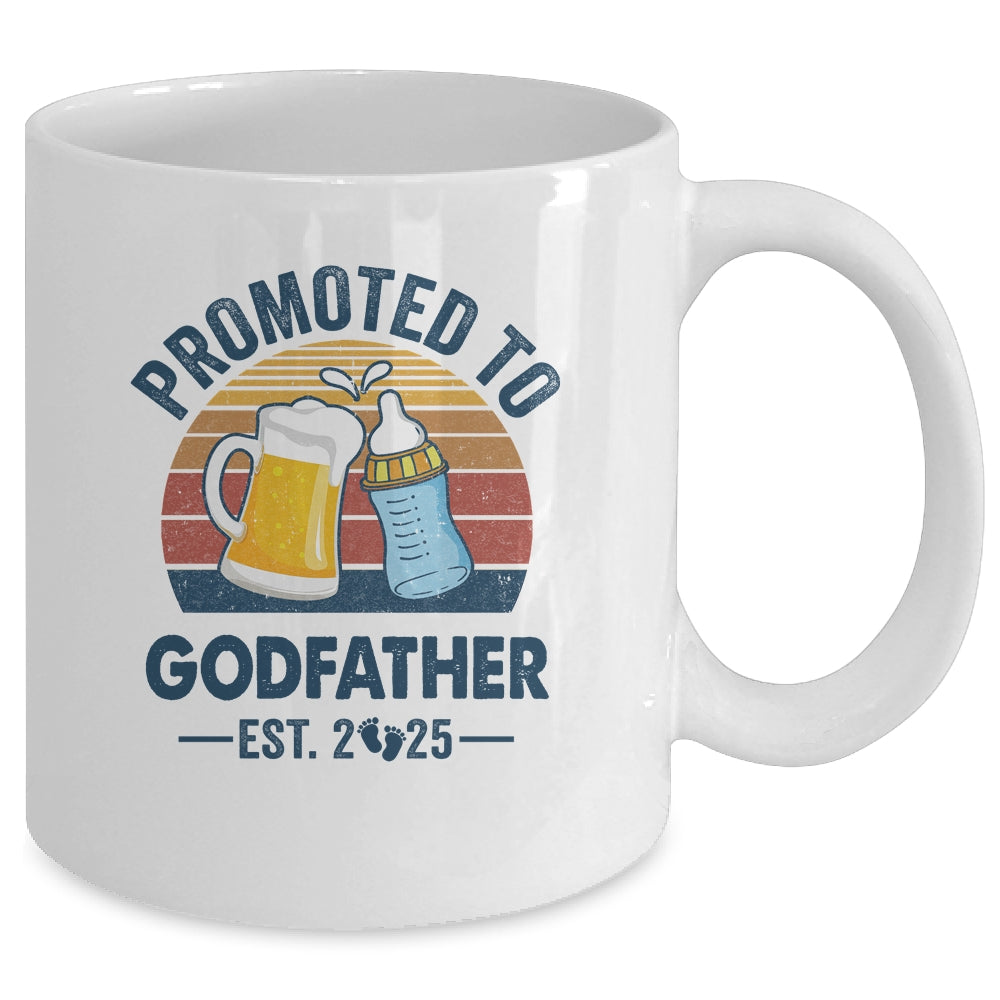 Promoted To Godfather Est 2025 First Time Fathers Day Retro Mug | siriusteestore