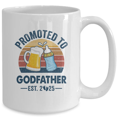 Promoted To Godfather Est 2025 First Time Fathers Day Retro Mug | siriusteestore