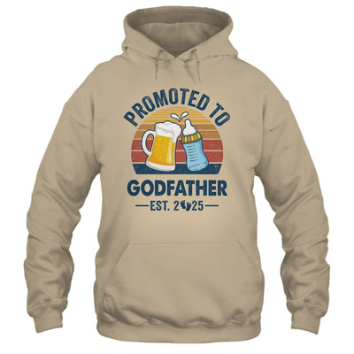 Promoted To Godfather Est 2025 First Time Fathers Day Retro Shirt & Hoodie | siriusteestore