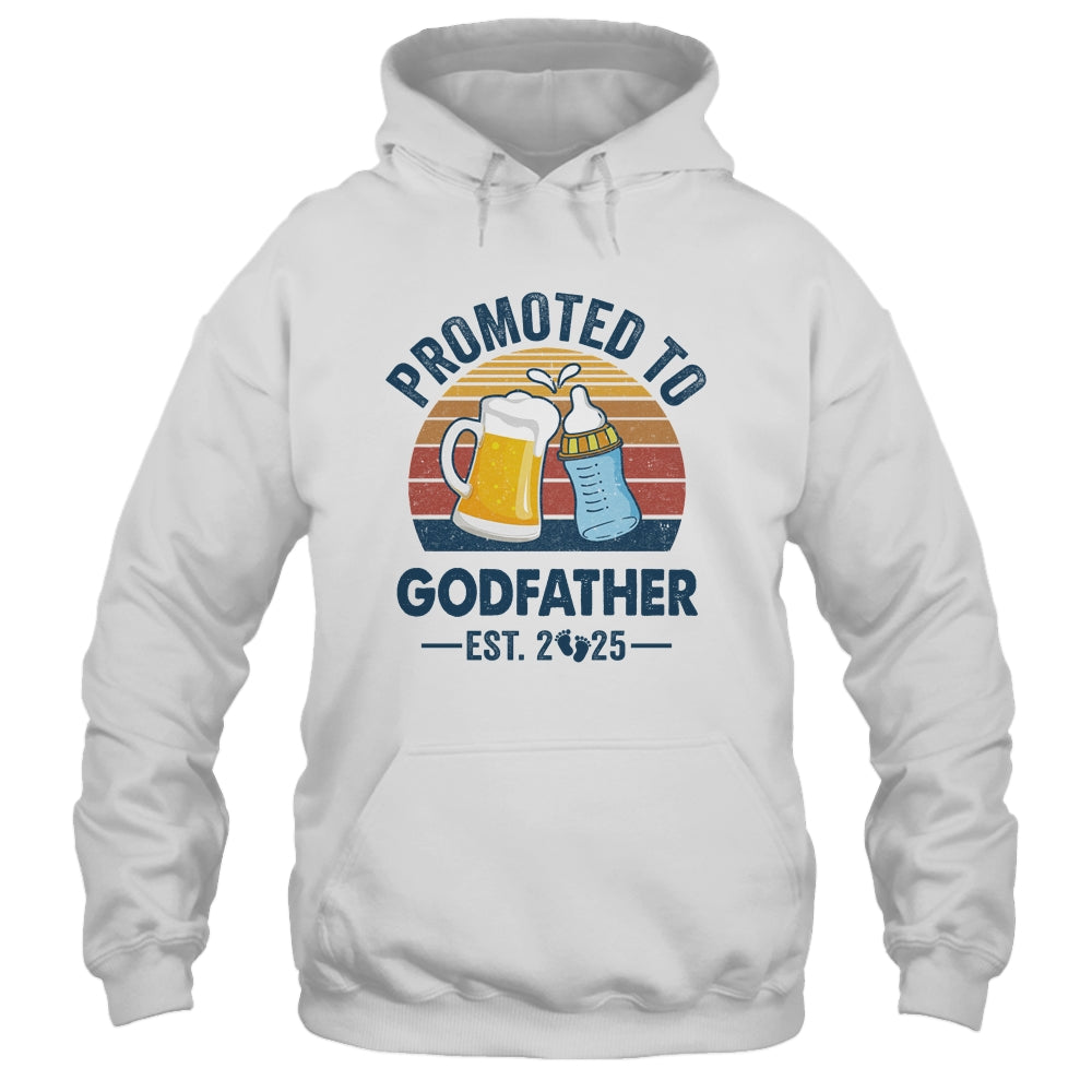 Promoted To Godfather Est 2025 First Time Fathers Day Retro Shirt & Hoodie | siriusteestore
