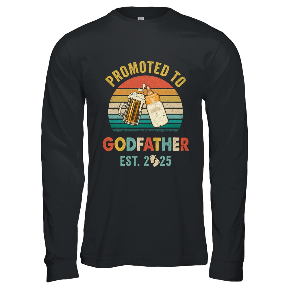 Promoted To Godfather Est 2025 Vintage New Fathers Day Shirt & Hoodie | siriusteestore