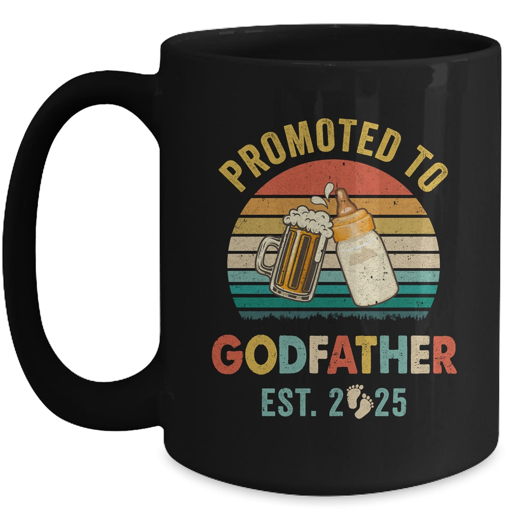 Promoted To Godfather Est 2025 Vintage New Fathers Day Mug | siriusteestore