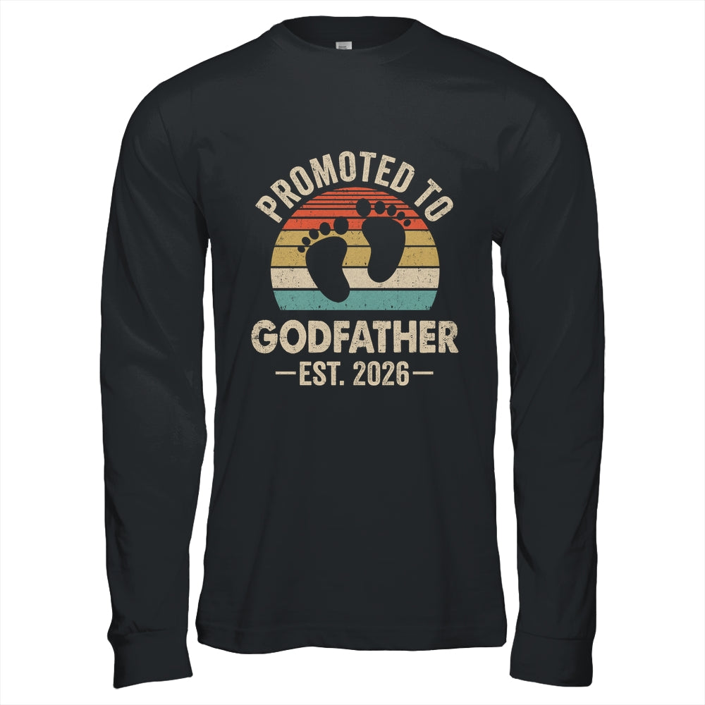 Promoted To Godfather Est 2026 Fathers Day Vintage Shirt & Hoodie | siriusteestore