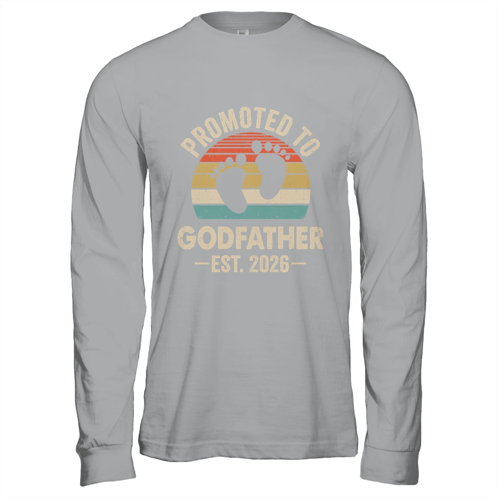 Promoted To Godfather Est 2026 Fathers Day Vintage Shirt & Hoodie | siriusteestore