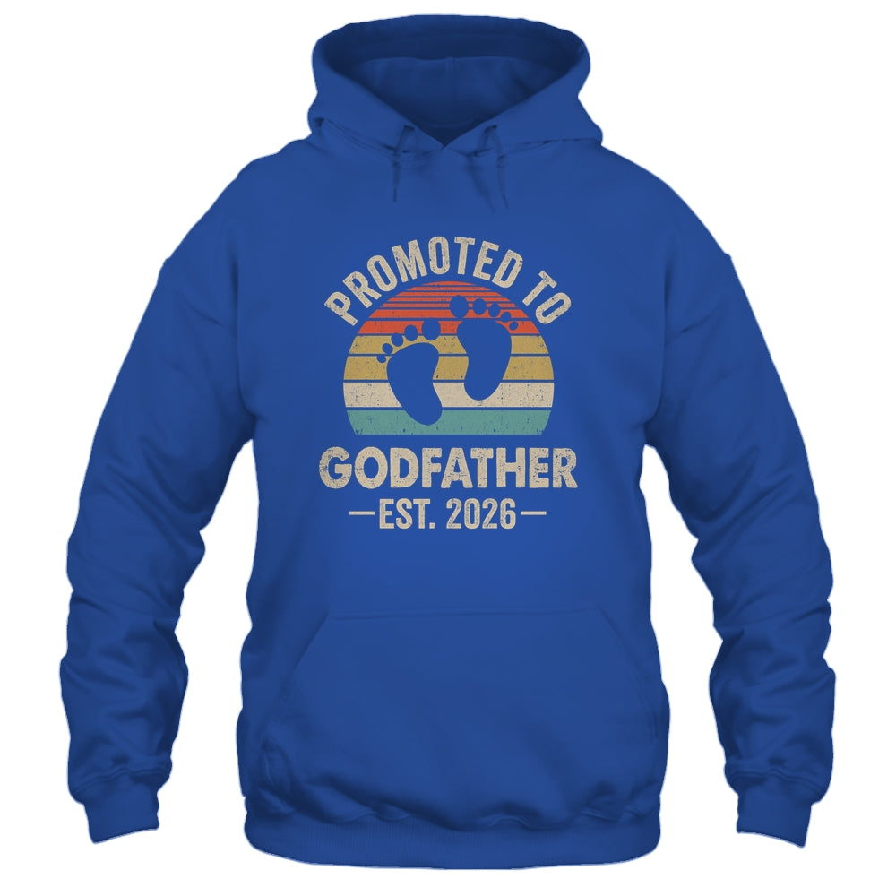 Promoted To Godfather Est 2026 Fathers Day Vintage Shirt & Hoodie | siriusteestore