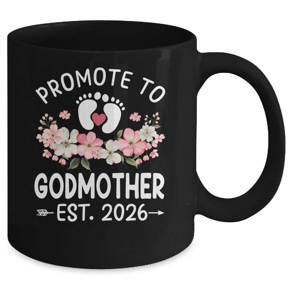 Promoted To Godmother 2026 First Time Floral New Godmother Mug | siriusteestore