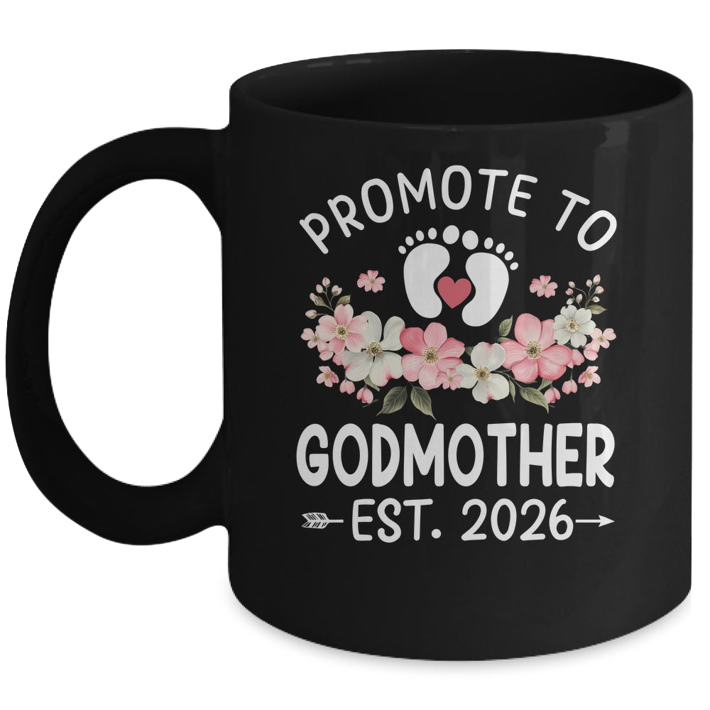 Promoted To Godmother 2026 First Time Floral New Godmother Mug | siriusteestore