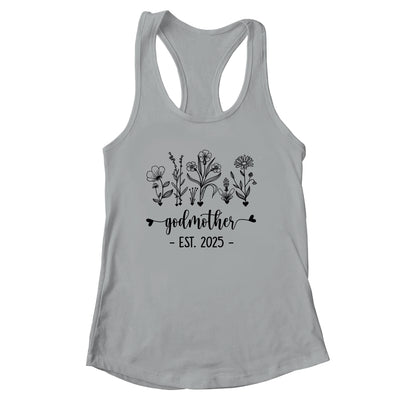 Promoted To Godmother Est 2025 Pregnancy Announcement Flower Shirt & Tank Top | siriusteestore