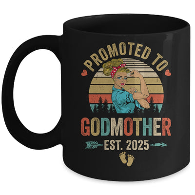Promoted To Godmother Est 2025 Retro First Time Aunt Mug | siriusteestore