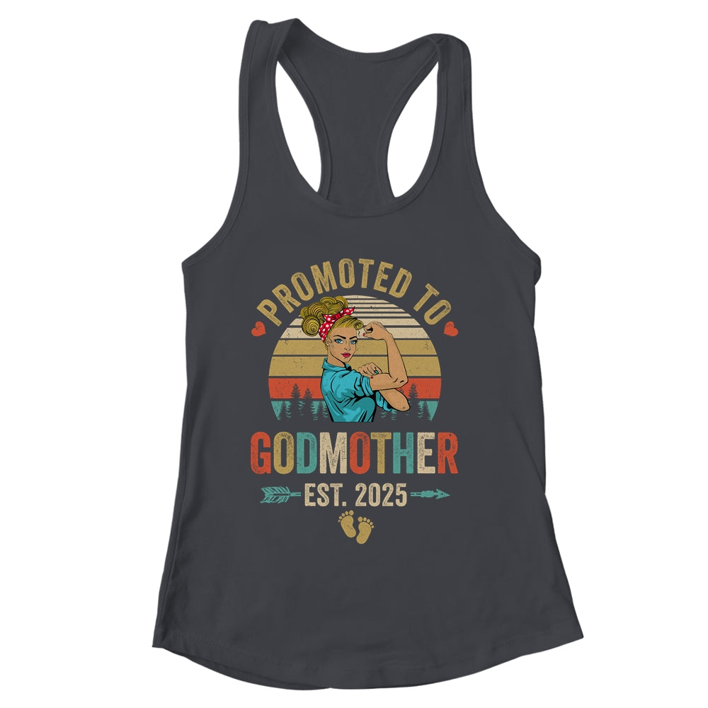 Promoted To Godmother Est 2025 Retro First Time Aunt Shirt & Tank Top | siriusteestore
