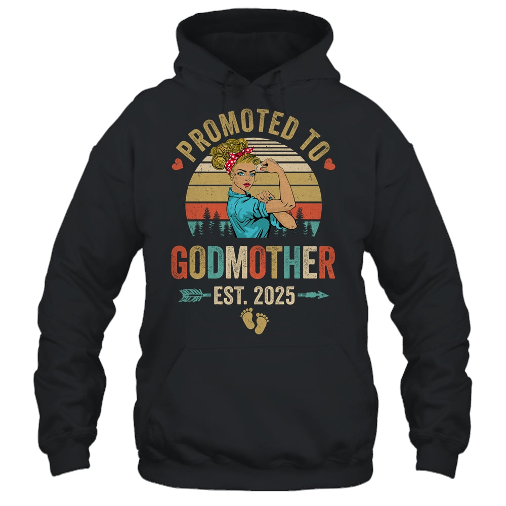 Promoted To Godmother Est 2025 Retro First Time Aunt Shirt & Tank Top | siriusteestore