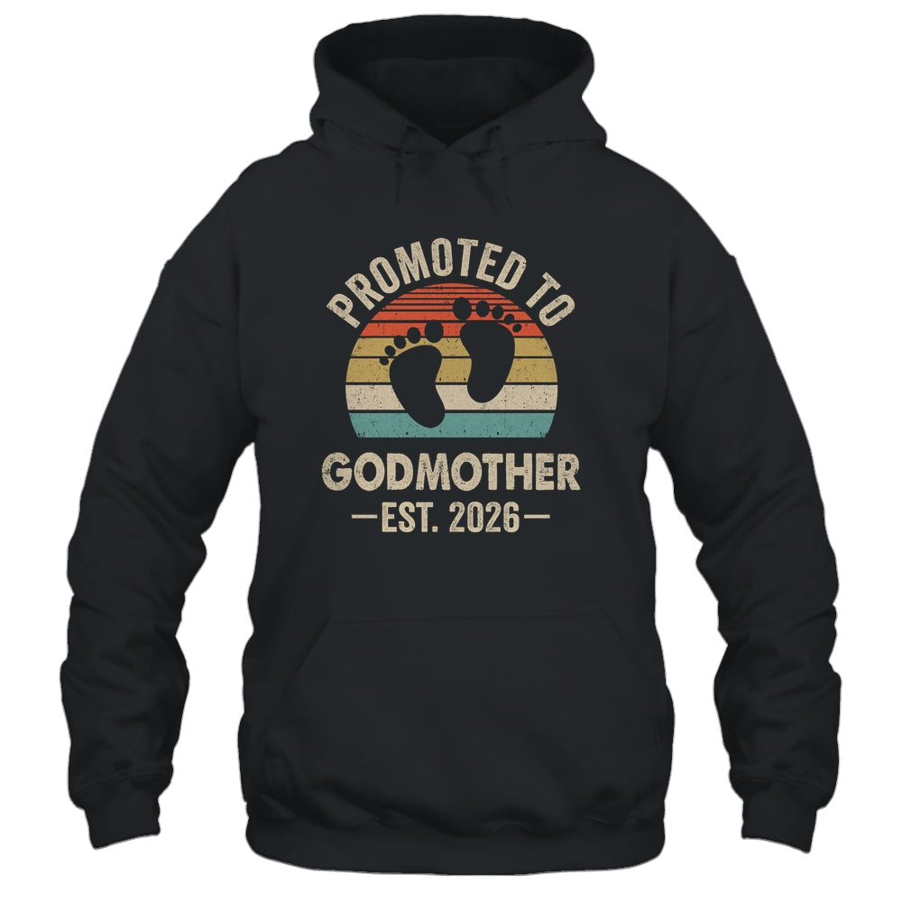 Promoted To Godmother Est 2026 Mothers Day Vintage Shirt & Hoodie | siriusteestore