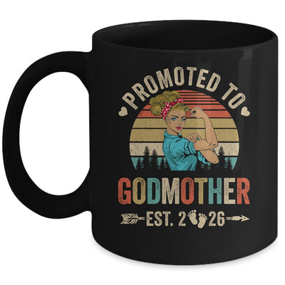 Promoted To Godmother Est 2026 Retro First Time Aunt Mug | siriusteestore