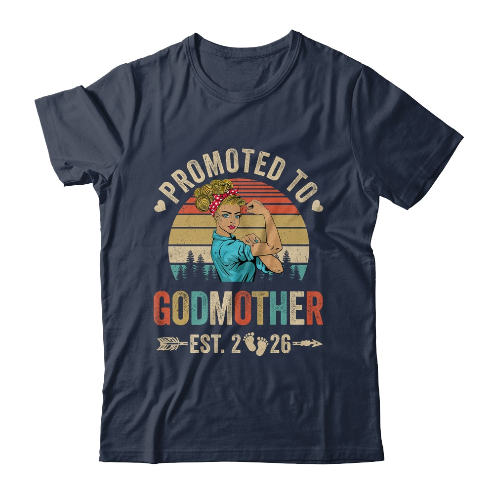 Promoted To Godmother Est 2026 Retro First Time Aunt Shirt & Tank Top | siriusteestore